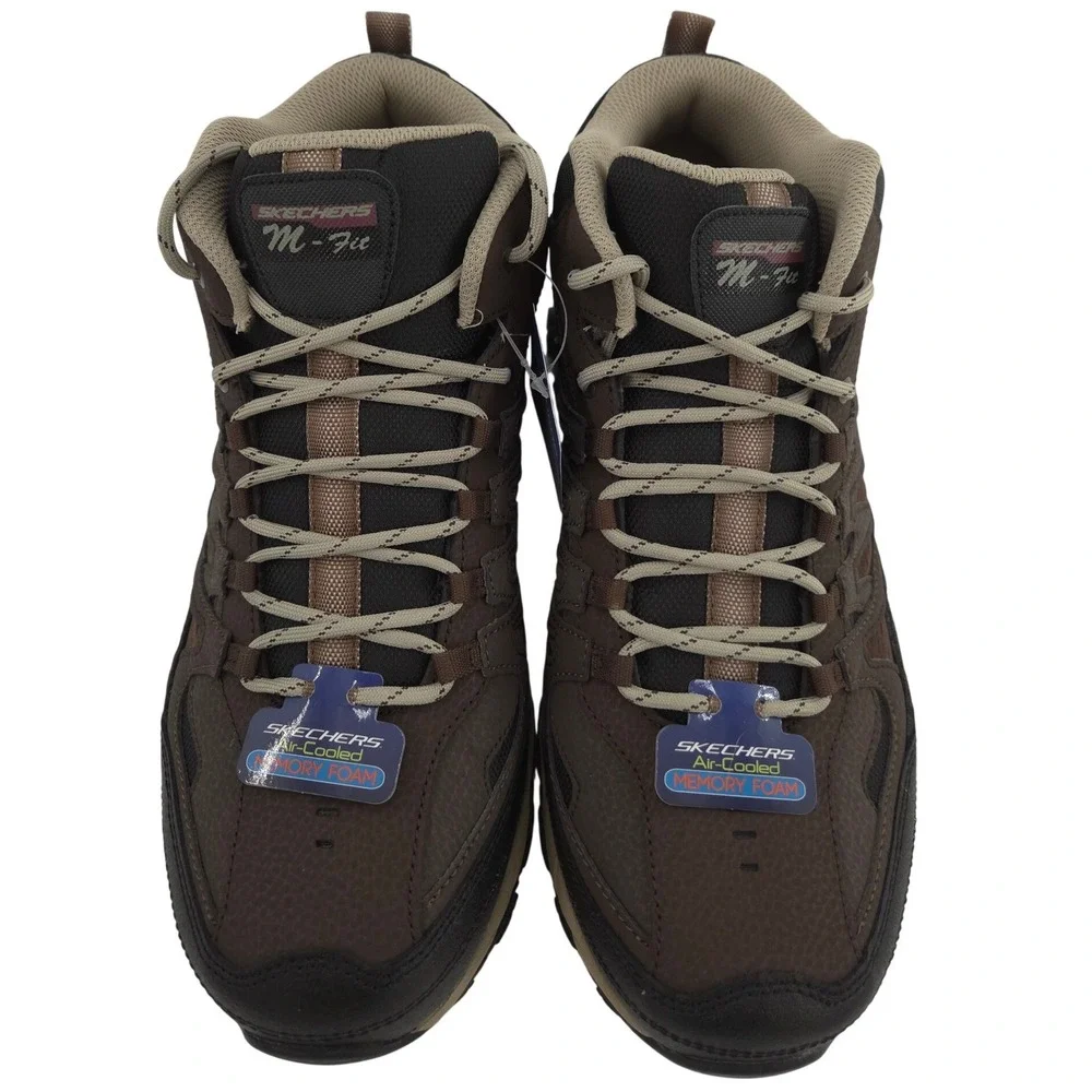 Skechers After Burn Geardo Hiking Boots Men 13 EXTRA WIDE Brown Mid Top Shoe NEW